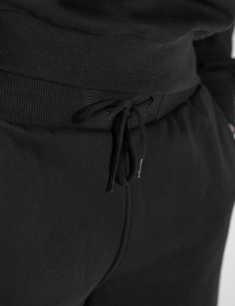 This image shows a pair of Rocket Science black sweatpants with an elastic drawstring waistband.