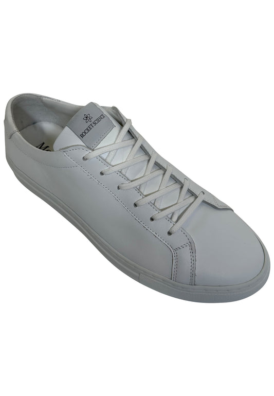 A light gray leather low-top sneaker with matching gray laces and a gray sole, shown from a three-quarters angle on a white background.